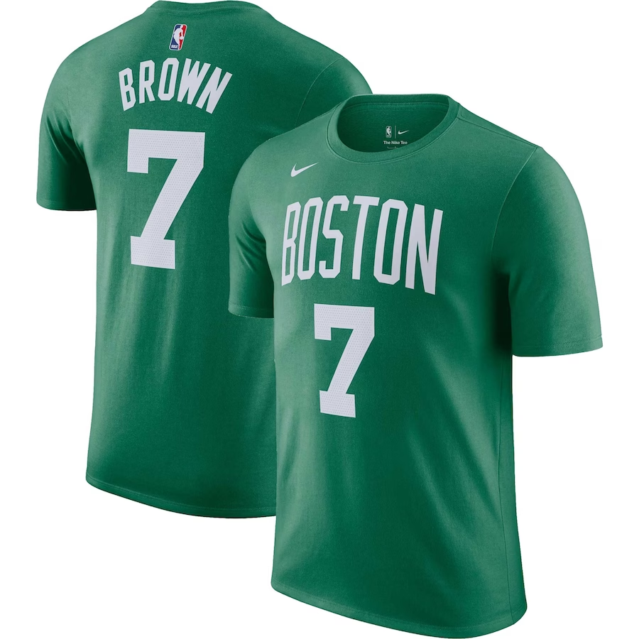 Men NBA Boston Celtics 7 Brown green T shirt